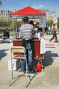 Ice cream cart Les Tuileries garden Paris April Sunlight