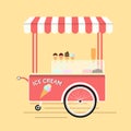 Ice Cream Cart Market Card Isolated on White Background