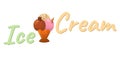 Ice Cream Cartoon Icon. Summer Sundae Logo and Label for Ice Cream Shop. Vector Illustration Royalty Free Stock Photo