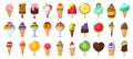 Ice cream cartoon vector set icon.Vector illustration icon chocolate ice cream in cone.Isolated cartoon set vanilla Royalty Free Stock Photo