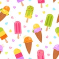 Ice cream cartoon wallpaper seamless pattern cone vanilla kawaii repeat paper size ornament vector