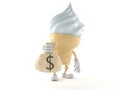 Ice cream character holding money bag Royalty Free Stock Photo