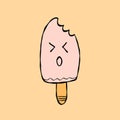 Ice cream character. Kawaii style icons with black outline