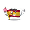 With ice cream character spain flag is stored cartoon drawer