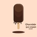 Ice cream in chocolate glaze melts EPS 10