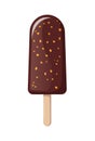 Ice Cream in Chocolate Glaze with Nuts Vector