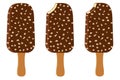 ice cream in chocolate glaze on stick stock vector illustration Royalty Free Stock Photo