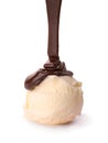 Ice cream with chocolate on white background