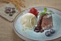 Ice-cream Chocolate lava molten cake Royalty Free Stock Photo