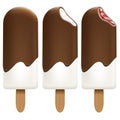 Ice cream chocolate set on white background for Your business project. Realistic Snacks for ice cream from milk. Ice lolly. Vector