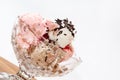 Ice cream with chocolate and strawberries in a bowl Royalty Free Stock Photo