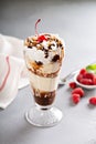 Ice cream, chocolate and whipped cream parfait Royalty Free Stock Photo