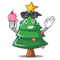 With ice cream Christmas tree character cartoon Royalty Free Stock Photo