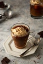 Ice cream with coffee in glass cup. Coffee affogato drink Royalty Free Stock Photo