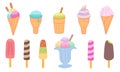 Ice cream collection, set. Vector Illustration for printing, backgrounds, covers, packaging, greeting cards, posters, stickers, Royalty Free Stock Photo