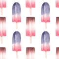 Ice cream colored fruit popsicles digital paper isolated on white background. Summer food watercolor clipart.