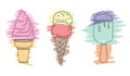 Ice cream colorful cartoon style, isolated on a white background