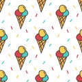 Ice cream and colorful confetti seamless pattern background Royalty Free Stock Photo
