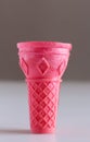 Ice cream cone against grey background - Pink wafer ice