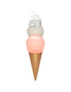 Ice cream cone almond and strawberry isolated icon Royalty Free Stock Photo