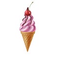 Ice cream cone with cherry on top