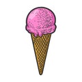 ice cream cone color sketch raster illustration