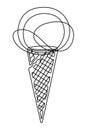 Ice-cream Cone Continuous Line Vector