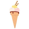 Ice cream cone. Delicious cold dessert. Sweet summer frozen meal.