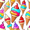 Ice cream cone cold delicious summer treat colorful happy