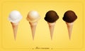 Ice cream in the cone, Different flavors, Vector Royalty Free Stock Photo