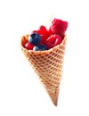 Ice cream Cone with fresh fruits Royalty Free Stock Photo