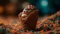 ice cream cone with fruity toppings generated by AI