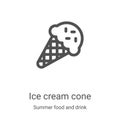 ice cream cone icon vector from summer food and drink collection. Thin line ice cream cone outline icon vector illustration. Royalty Free Stock Photo