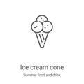 ice cream cone icon vector from summer food and drink collection. Thin line ice cream cone outline icon vector illustration. Royalty Free Stock Photo