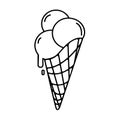 Ice cream cone line icon, logo, emblem design on white background.Summer dessert.Vector illustration Royalty Free Stock Photo