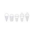 Ice cream cone linear icons, ball and twisted top