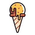 Ice-cream cone LineColor illustration