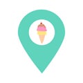 Ice cream cone location map pin pointer icon. Element of map point for mobile concept and web apps. Icon for website design and ap Royalty Free Stock Photo