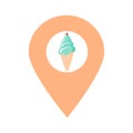 Ice cream cone location map pin pointer icon. Element of map point for mobile concept and web apps. Icon for website design and ap Royalty Free Stock Photo
