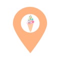Ice cream cone location map pin pointer icon. Element of map point for mobile concept and web apps. Icon for website design and ap Royalty Free Stock Photo