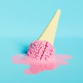 Ice cream cone with melted pink brain