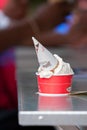 Ice Cream Cone Melts In Cup On Food Truck Counter