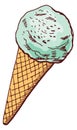 Ice cream cone. Mint flavored scoop in waffle Royalty Free Stock Photo