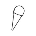 Ice Cream Cone Outline Flat Icon on White
