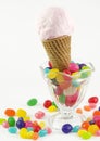 Ice Cream Cone in Parfait with Jelly Beans Royalty Free Stock Photo