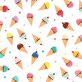 Ice cream cone pastel color pattern on white background Royalty Free Stock Photo
