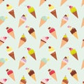 Ice cream cone pattern background. Realistic. Bright and pastel colors. For print and web.