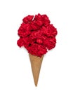 Ice cream cone with red carnations flowers. Royalty Free Stock Photo