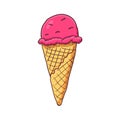 Ice cream cone Sketch. Hand drawn. Vector