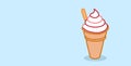 Ice cream cone sweet dessert food concept sketch horizontal